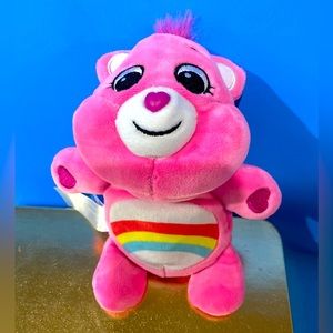 CARE BEARS CHEER BEAR BEANIE PLUSH 2021 EMBROIDERED FACE & HEARTS ON PAWS 7.5”